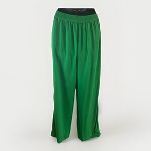 Zara Medium Green Wide Leg Pants High Rise Relaxed Festival Stretch Career Cozy